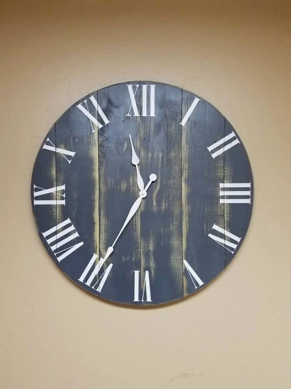36in Dark gray Classic farmhouse wall clock