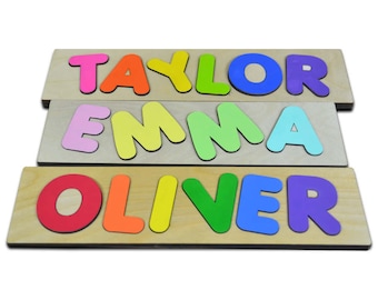 Funky Fonts Personalized Wooden Name Puzzles Child's Name Custom Made Puzzle Great Birthday Easter Christmas Gifts Valentine's Day 222794631