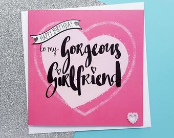 GIRLFRIEND Birthday Card Handmade | Romantic Girlfriend Birthday Card,Handmade Girlfriend Card,Birthday Cards for Girlfriend | Cards for Her