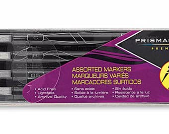 Prismacolor Premier Illustration Markers, Assorted Tips, Black, 4-Count , sketching pens, manga, anime, journaling, illustration markers