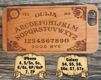 Ouija Board, iPhone 7/7P 6/6s 6P/6sP 5/5s/5c 4/4s, Galaxy S7/S7e S6/S6e S5 S4, Laser Engraved Wood Phone Case
