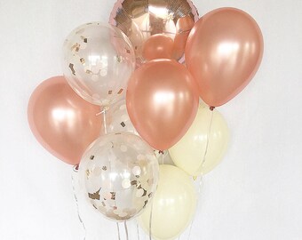 Rose Gold Confetti Balloons Rose Gold Ivory Latex Balloons Rose Gold Bridal Shower Rose Gold Wedding Rose Gold Balloons Bachelorette Party