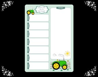 Children's Tractor Personalised Dry Wipe Memo Board - FREE POSTAGE