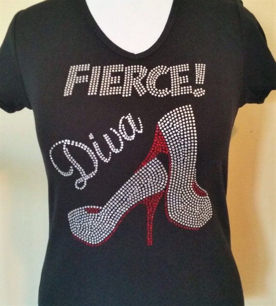 Fierce Diva High Heels Rhinestone T-shirt. By Cleidesigns On Etsy