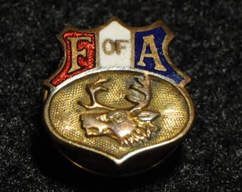 Supreme Court Foresters of America pin, F of A, lapel pin, vintage pin, screw back pin, elk, Foresters of America collectible, Americana