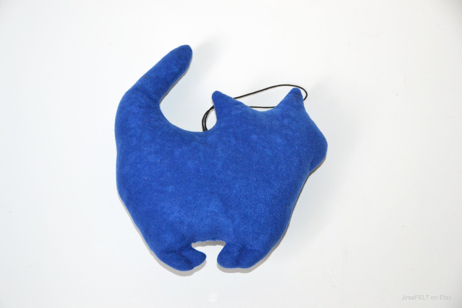 Plush Cat stuffed blue small toy to suspend heart by JirsaFELT
