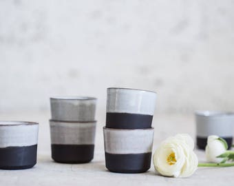 Ceramic Espresso Cup, Espresso Cups Set, Coffee Lovers Gift, Black And White Espresso Cup, Sake Cups, Wedding Gift, Christmas Gift Guide