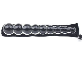 Clear Color Glass Anal Beads Glass Dildo 8.25 inches long 1.25-1.75 width..#CR09 easy to hold!