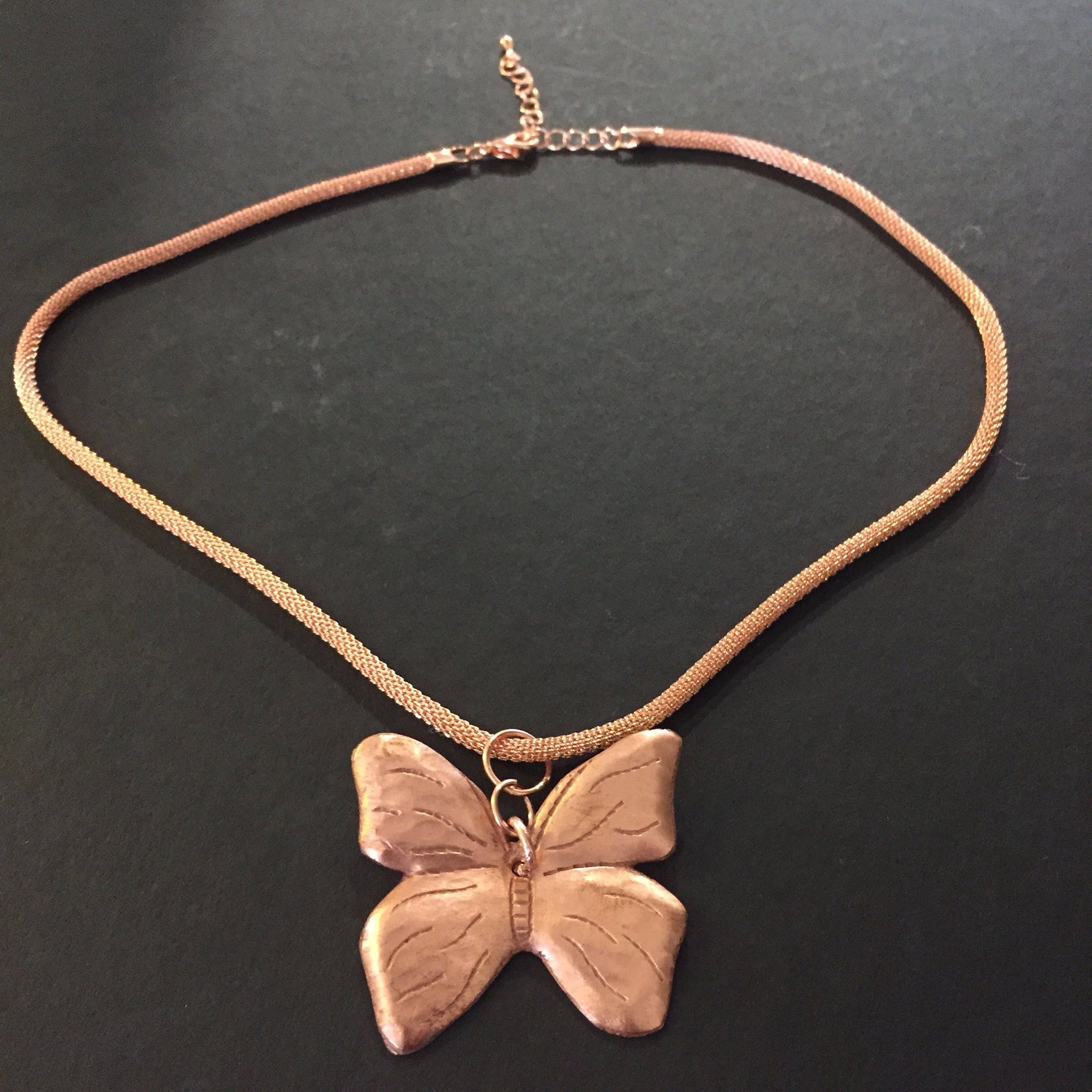 Handcrafted Pure Hammered Copper Butterfly Pendant