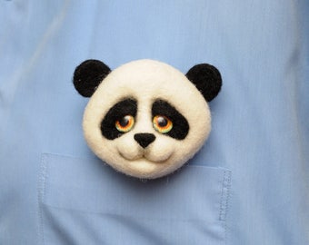 Felt Toys Gift for bestfriend Panda pin Panda Party Panda gifts Panda toy Best Friend Gift Needle felting animals Panda brooch Felt Animals