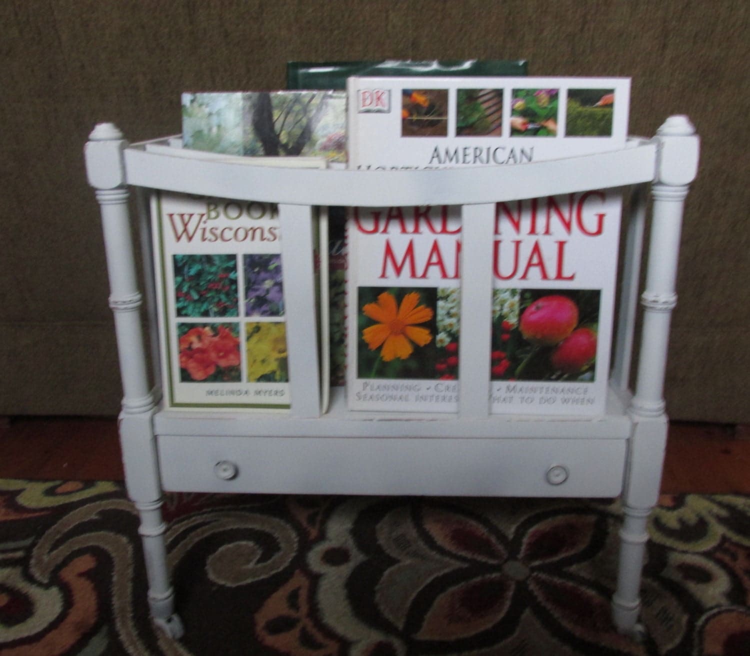Magazine Rack Book Rack Home Decor Solid Wood Drawer