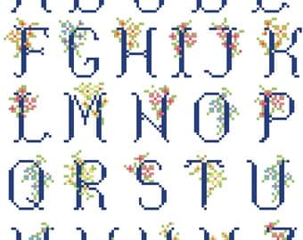 Italic Alphabet Cross stitch pattern Alphabet Cross Stitch