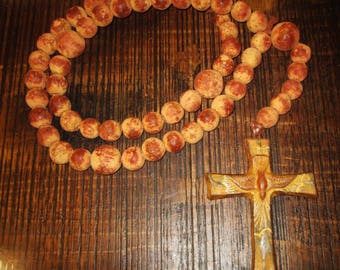 Clay Rosary Beads // XLG Rosary 45"//Mexican Pottery//Mexican Folk Art//Rosary Beads