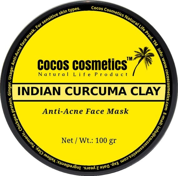 Sale Turmeric face mask - Healing acne face mask with protein - turmeric - ginger and yellow clay