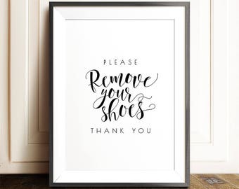 Shoes off sign, Remove your shoes sign, PRINTABLE art, Shoes off print, Housewarming gift, Entry way decor, Wall art, Mud room decor