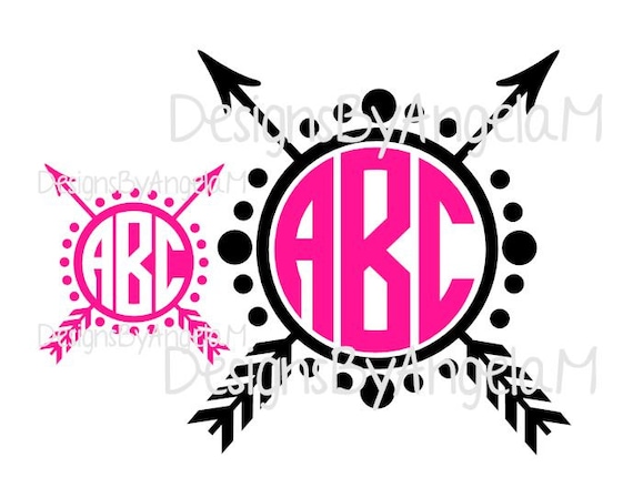 Download 4 Cute Circle Arrow Polka Dot Monogram Frames SVG Digital ...