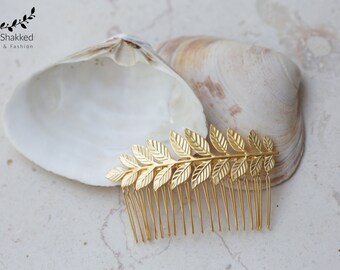 Bridal Gold Hair Comb Laurel Leaf Headpiece Grecian Wedding Bridal Gold Hair Comb Bridal Hair Accessories Bridal Jewelry Bridesmaids Gift