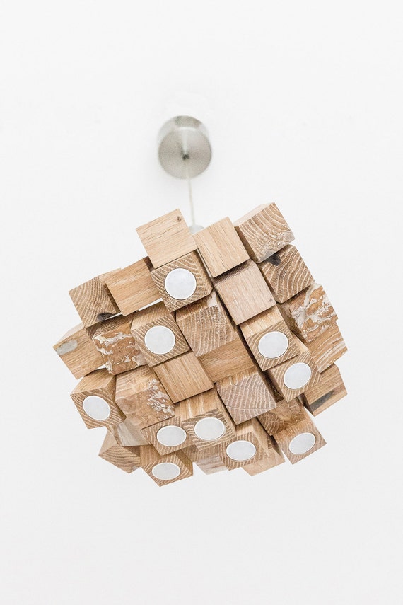 Lampada di legno moderno lampadario di nextlevelstudio su etsy Lampadari con anelli a led con strass