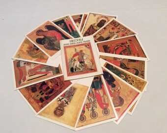 Ful Set 15 vintage Ethnic Russian religious Art postcards Russian Orthodox Icon Andrei Rublev. RUSSIA Novgorod and Pskov icon painting