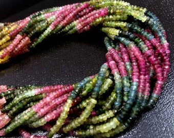 On Sale- AAA grade natural multi tourmaline 3-4mm rondelle faceted loose beads 5 strand wholesale lot