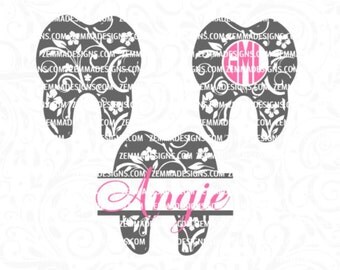 Tooth svg - flourish tooth bundle - Dentist svg - file types. .DXF .SVG, .PNG Silhouette studio-cutting file- commercial use