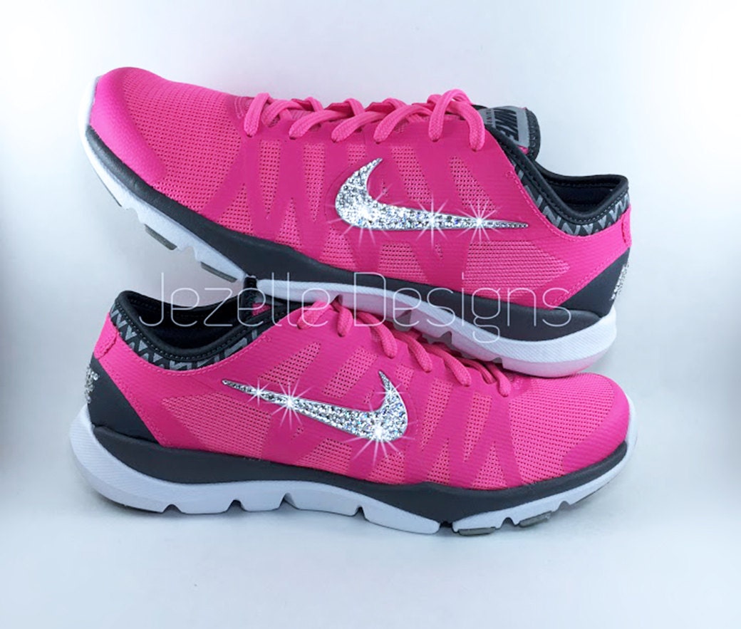 Bling Nike Shoes Hot Pink Swarovski Nike Flex by JezelleDesigns