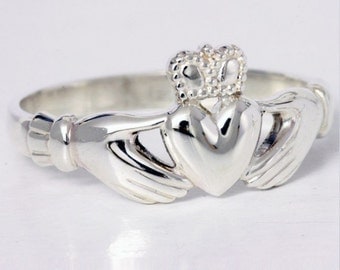 Sterling Silver Claddagh ring, made in Ireland