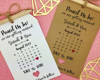 Pencil us in Calendar Save The Date Cards, Wedding Invitation with Pencil & Envelope