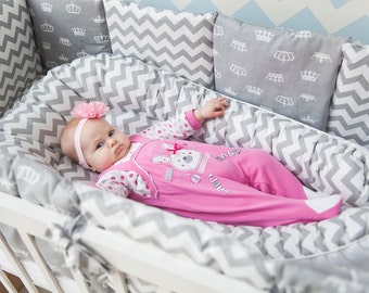 Gray Baby Nest with Lavender Bag,Chevron Babynest for Newborn, Toddler Baby Nest, Cocoon Baby, Travel Baby Bed, Snuggle Nest, Cosy Sleep,