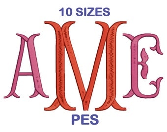 Fishtail Monogram Embroidery Font Set - 10 Size - PES Format Embroidery Alphabet - Embroidery Letters - Machine Embroidery Designs Patterns