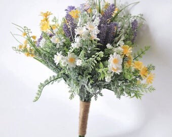 Wild Flower Bouquet,Wedding bouquet Bridesmaid bouquet keepsake bouquet Flower Girl Pastel Dusty Bouquet