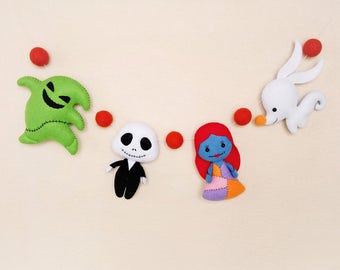Garland Nursery Decor Nightmare Before Christmas Baby Shower Banner Halloween Garland Jack Skellington Baby Room Decor Halloween Decorations