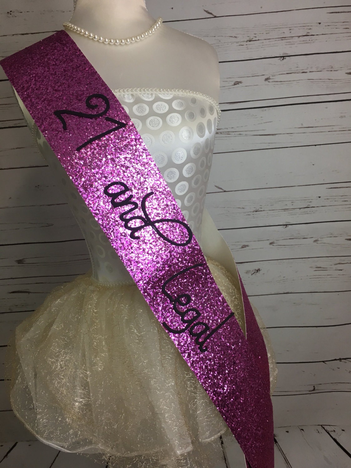 21st Birthday Sash Pink Glitter Sash Personalised Sash