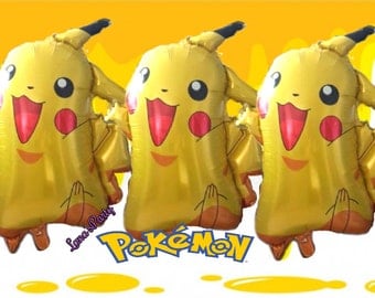 3PC XL Pokemon Pikachu balloons party decoration table cover banner flag cupcake toppers latex foil Charmander Bulbasaur Squirtle