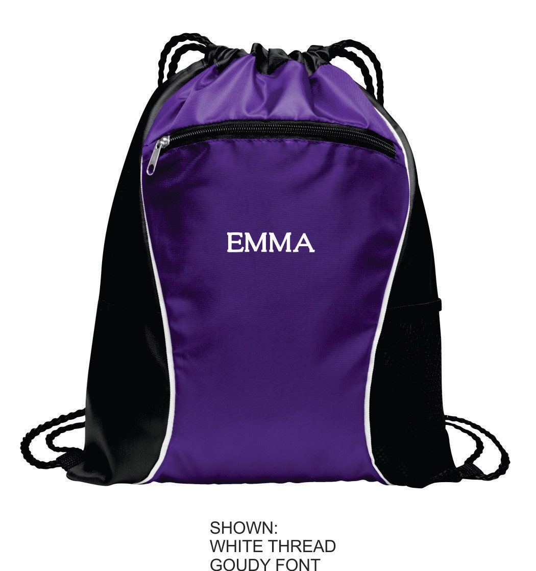 Personalized Cinch Bag Monogrammed Book Bag Embroidered