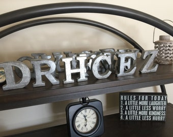 SALE A-Z 4" Metal Letters/Wall Decor/Galvanized Metal Letters/Love/Wall Letters/Wedding Decor/Rustic Wedding/Wall Decor/Initial/Nursery/Shel