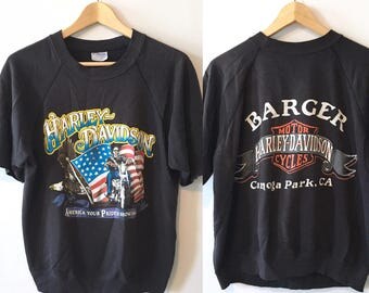 Vintage 1987 Harley Davidson Crewneck • Cut short sleeves to perfection!