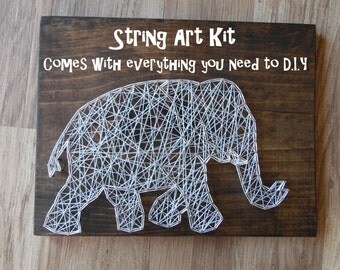 DIY Elephant String Art Kit, DIY String Art Kit, String Art Kit, Elephant String Art Kit, String Art Kit Elephant, DIY Elephant Decor Kit