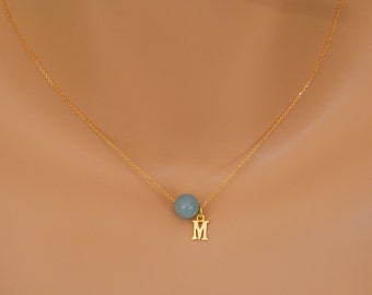 Aquamarine Necklace gold March Birthstone Necklace Personalized Necklace gold march Birthstone Jewelry aquamarine choker aquamarine jewelry