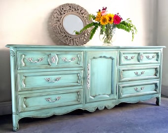 SOLD - Painted Dresser, French Provincial Dresser, Vintage Dresser, Credenza, Console, Buffet, Dresser, Painted Furniture