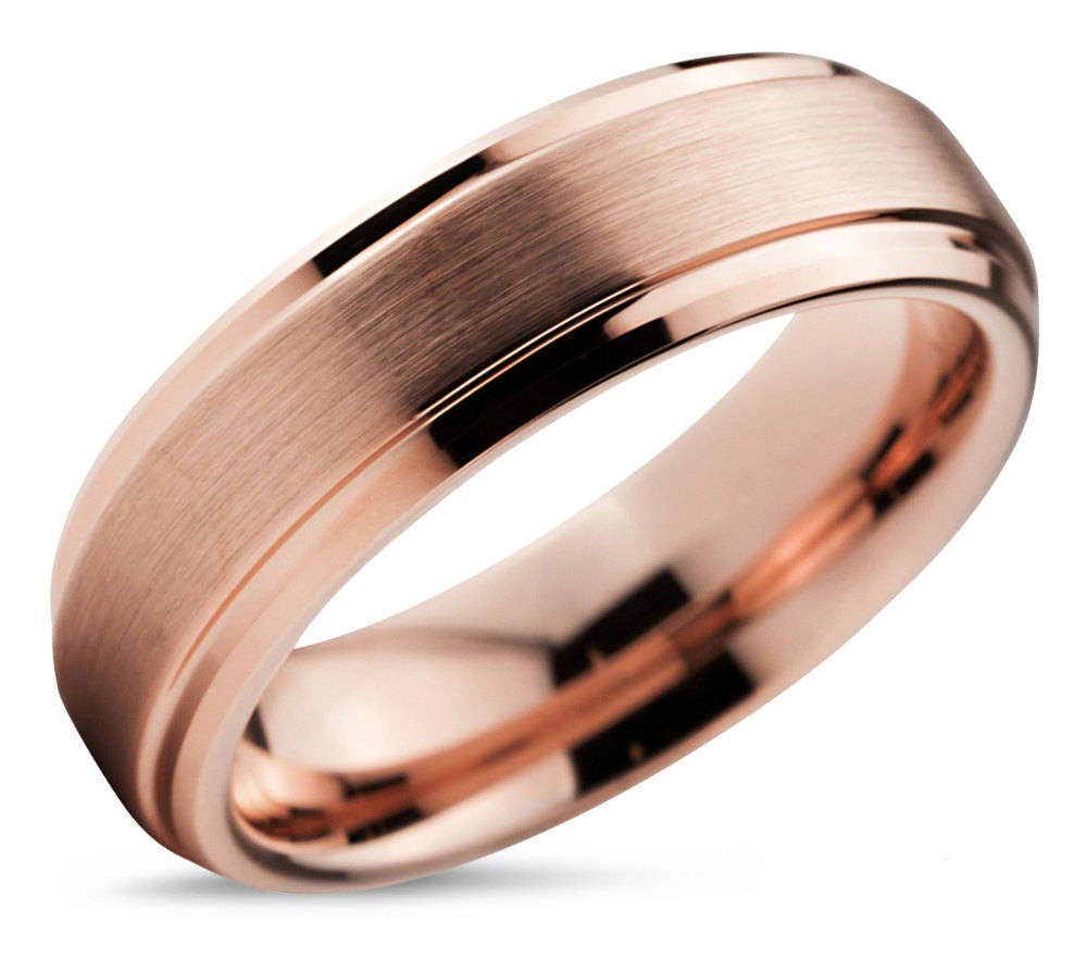 Tungsten Ring Rose Gold Wedding Band Ring Tungsten Carbide