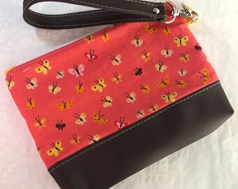 Heather Ross Tiny Butterflies Clutch with Faux Leather