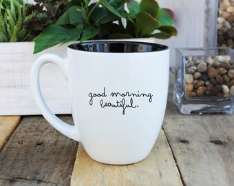 Large Coffee Mug, Bistro Coffee Mug, Coffee Mug, Custom Coffee Mug, Personalized Coffee Mug, Engraved Coffee Mugs --BCM-B-goodmorning