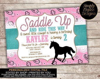 Saddle Up Cowgirl Birthday Invitation