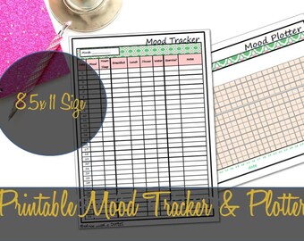 Mood Plotter Printable Insert, Anxiety Tracker, Mood Log, Depression Chart, Anger Chart, big Happy Planner, ARC Discbound - INSTANT DOWNLOAD