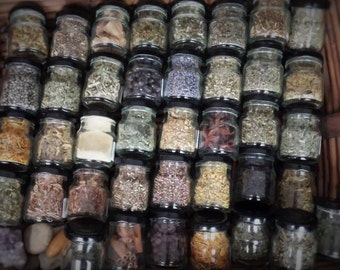 Dried Herb Collection 10 Jars- Natural healing, Wicca, Witchcraft, Druids, Shamans, Spell, Ritual