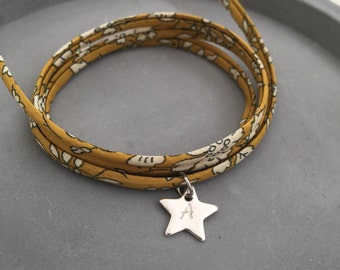 Sterling Silver Liberty of London Wrap Bracelet, Liberty Wrap, Fabric Wrap Bracelet, Personalised Bracelet, Initial Bracelet