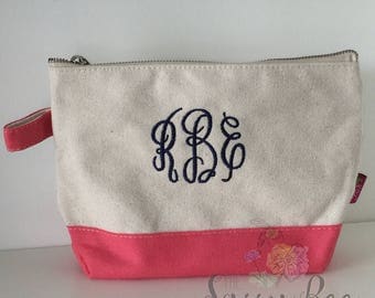 Monogrammed Makeup Bag, Monogrammed Cosmetic Bag, Jute Makeup Bag, Cosmetic Bag