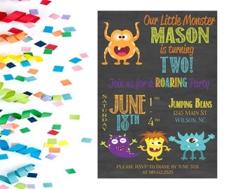 Lil Monster Birthday Party Invitation, Birthday Party Invitation, Birthday Party Invite, Printable Birthday Party Invitation, Birthday