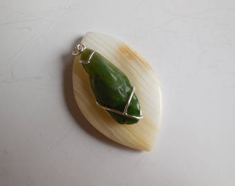 Sterling Silver, Sterling Silver Pendant, Jade Pendant,Sterling Silver Necklace, BC Jade, Handmade Pendant, Raw Jade Stone.